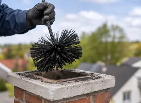Testing and clearing a flue during a draft check in Plainsboro